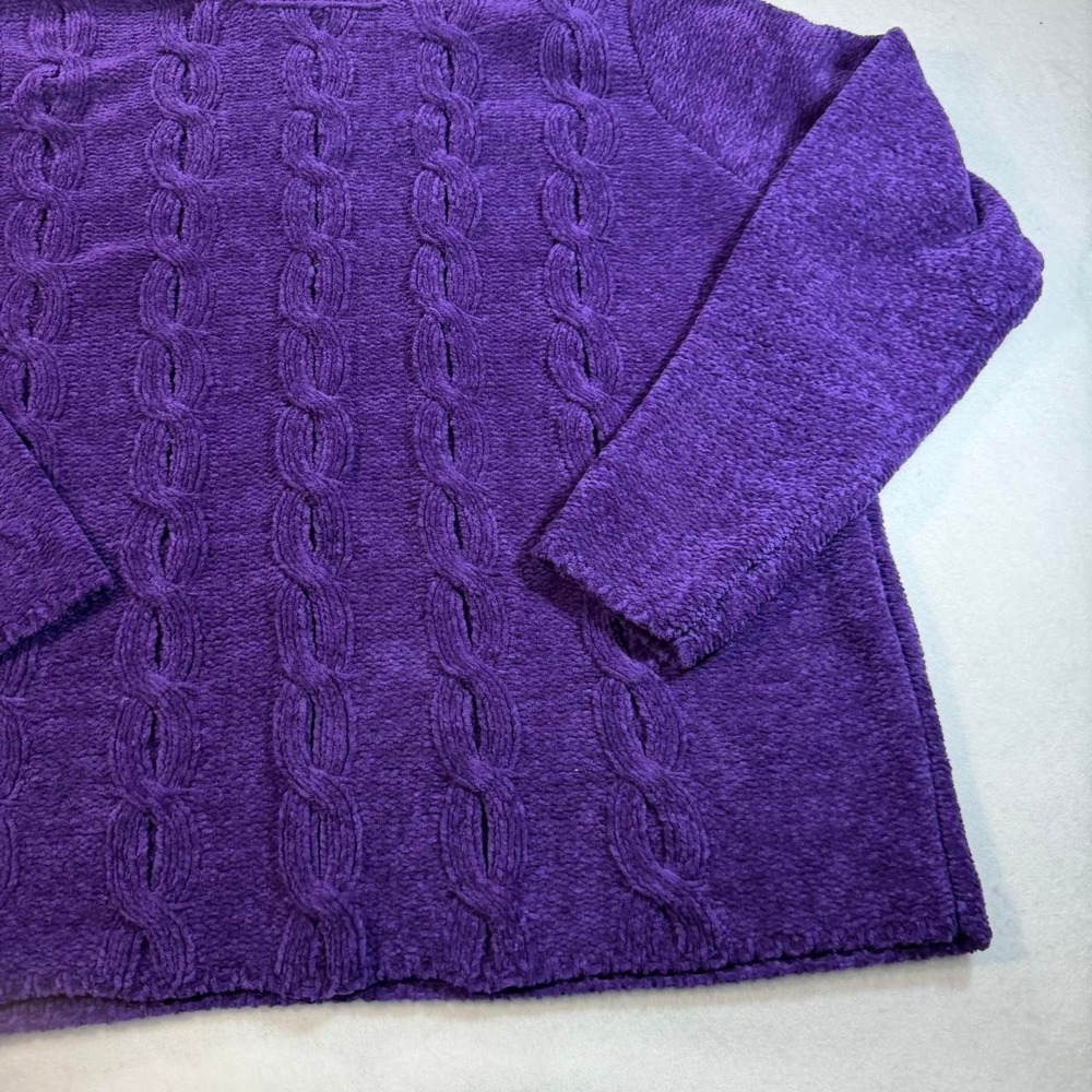 Karen Scott Purple Chenille Cable Knit Sweater XL NWT Cozy Winter Pullover - Picture 3 of 6